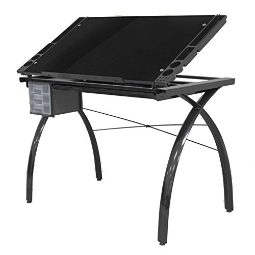 Offex Home Office Futura Craft Station Black/Black Glass