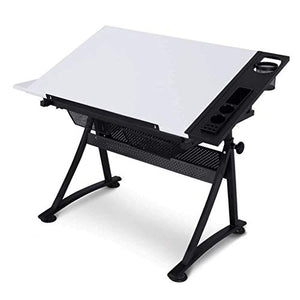 Lgan Drafting Table with Storage, Height Adjustable Tiltable Art Desk, PVC Panel Drawing Desk, for Work Study Painting Craft Table