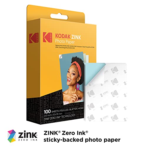 Kodak 2"x3" Premium Zink Photo Paper (100 Sheets) & Step Wireless Mobile Photo Mini Printer (White) Compatible w/ iOS & Android, NFC & Bluetooth Devices
