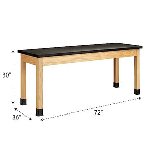 Diversified Woodcrafts Science Lab Table, 72" x 36" x 30", Black ChemGuard Top, Solid Oak Finish, USA Made