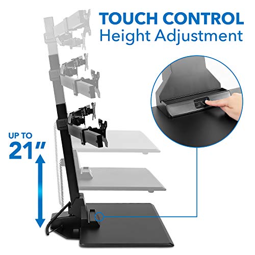 Mount-It! Triple Monitor Electric Standing Desk Converter | Height Adjustable Sit-Stand Converting Desk for Home, Office | Stand-Up Computer Workstation with Three Monitor Mount