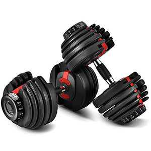 D.Y.A Adjustable Dumbbells Weights Dumbbells Set Strength Training 24KG/52.5lbs Fitness Equipment Dial System Dumbbell with Handle and Weight Plate for Men Women Bodybuilding Workout Home Gym 1PCS