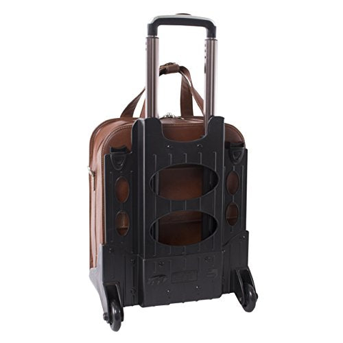 Siamod, VERNAZZA, PASTENELLO, Napa Cashmere Leather, 15" Leather Vertical Patented Detachable -Wheeled Laptop Briefcase, Cognac (45314)