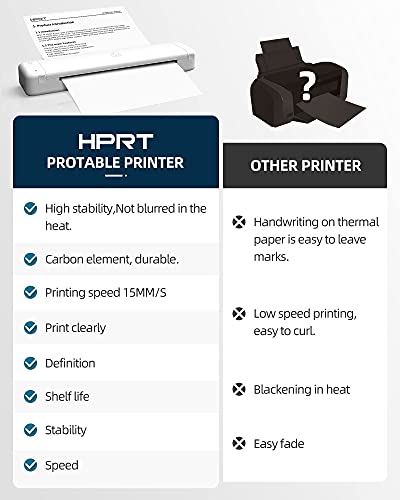 Thermal Printer HPRT - MT800Q Portable Mini Printer, Wireless Printer for iPhone and Computer, The Best Small Printer Support 216mm Width A4 Paper, Home Use, Office, Travel and Mobile Printer