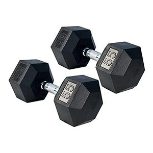 Gronk Fitness Rubber Hex Dumbbell Pairs - 55lbs.