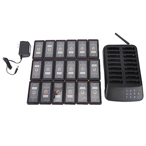 aqxreight Restaurant Pager System Wireless Social Distancing Pagers Matte Black Touch Screen 18 Pagers (US Plug)