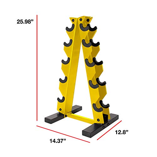 CAP Barbell 150-Pound Dumbbell Set with Vertical Rack, Yellow