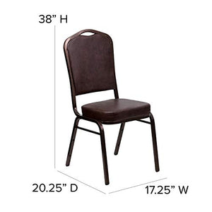 EMMA + OLIVER Crown Back Stacking Banquet Chair 4 Pack in Brown Vinyl - Copper Vein Frame