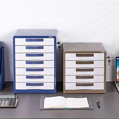 Bxwjg Metal Flat File Cabinet with Lock, Brown, 5 Draws