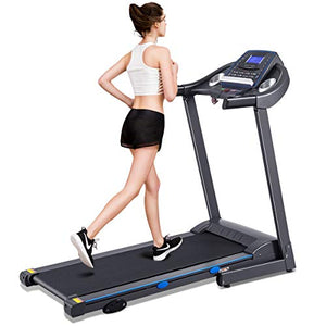 GYMAX Folding Treadmill, Electric Motorized Running/Walking Machine with LCD Display, Heavy Duty Exercise Machine for Home/Gym