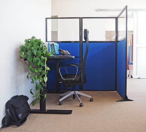 VERSARE Workstation Partition | Portable Wall Divider | Modern Office Cubicle | Free Standing Privacy Screen | Flexible Work Space | 66" x 70" with Window, Cloud Gray Fabric Panels