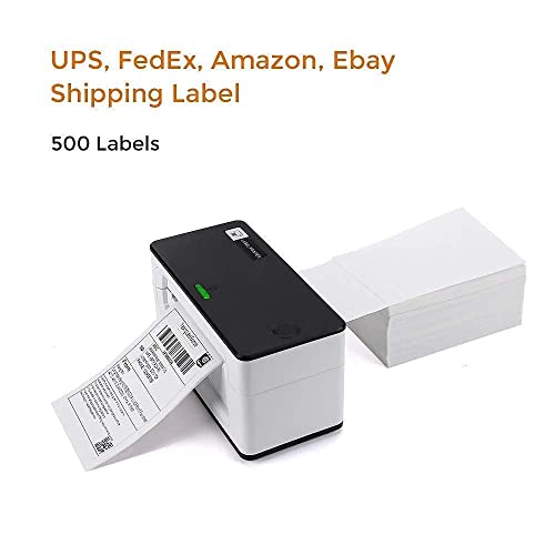Upgrade 2.0 MUNBYN USB Upgrade Label Printer, Thermal Printer for Barcodes-Labels Labeling with MUNBYN Thermal Direct Shipping Label (Pack of 500 4x6 Fan-Fold Labels) - Commercial Grade