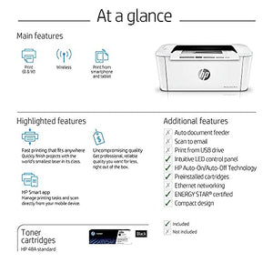 HP Laserjet Pro M15wF Print Only Wireless Monochrome Laser Printer for Home Business Office, White - 19 ppm, 600 x 600 dpi, 8.5" x 11", 150-sheet Capacity, Works with Alexa