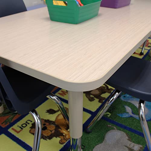 Factory Direct Partners Rectangle Activity School and Classroom Table (24 x 72 inch), Chunky Legs for Early Learning Environments, Adjustable Height 15-24 inches - Asian Sand/Sand (13312-116)