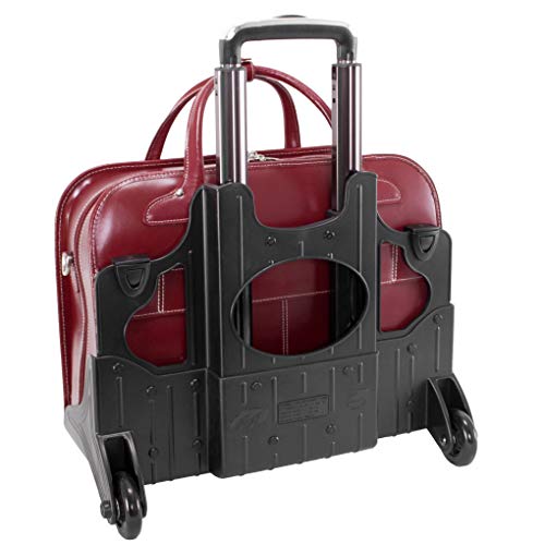 McKleinUSA McKlein Berkeley, Top Grain Cowhide Leather, 15" Patented Detachable -Wheeled Ladies' Briefcase, Red (97046)