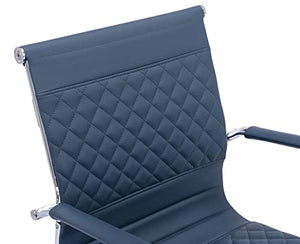 VESCASA Office Guest Chairs with Rhombic Grid Design Back, Set of 8 - Navy Blue