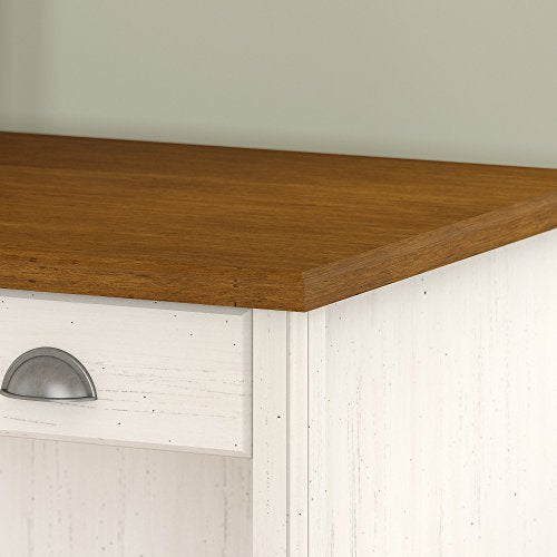 Bush Furniture Fairview Computer Desk with Hutch and 5 Shelf Bookcase, Antique White