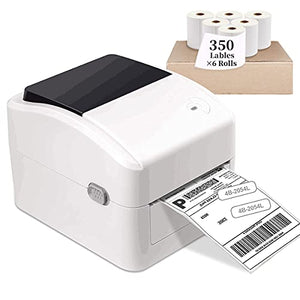 Thermal Shipping Label Printer with 2100 Labels, Support Amazon Ebay PayPal Etsy Shopify Shipstation Ups USPS FedEx DHL On Windows & Mac, Roll Fanfold Direct, Label 4x6 with 350 Labels x 6 Rolls