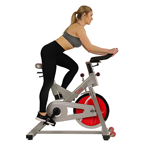 Sunny Health & Fitness Indoor Spin Bike Exercise Stationary Cycle Bike - SF-B1110S,Silver