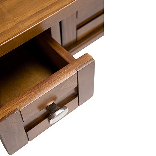SIMPLIHOME Warm Shaker SOLID WOOD Rustic Modern 48 inch Wide Home Office Desk, Writing Table, Workstation, Study Table Furniture in Light Golden Brown with 2 Drawerss