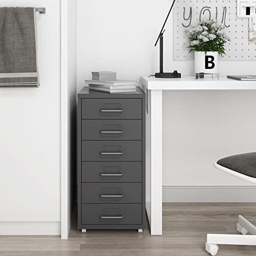 6 Drawer Mobile File Cabinet Vertical Filing Cabinet Organizer (Color: B)