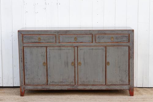 Lschool Gray Shadow Lacquered Asian Credenza