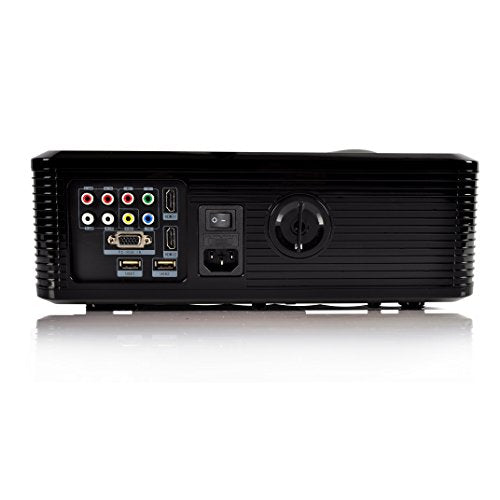 Pyle Updated Video  Projector 5” - LCD Panel LED Cinema Home Theater with Built-in Stereo Speakers, 2 HDMI Ports & Keystone Adjustable Picture Projection for TV PC Computer & Laptop - PRJLE33