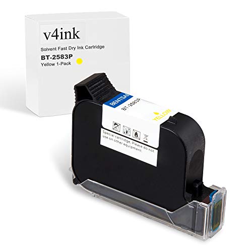 v4ink BENTSAI Original Solvent Fast Dry Ink Cartridge BT-2583P for BENTSAI Handheld Inkjet Printer BT-HH6105B2, BT-HH6105B3 (Yellow)