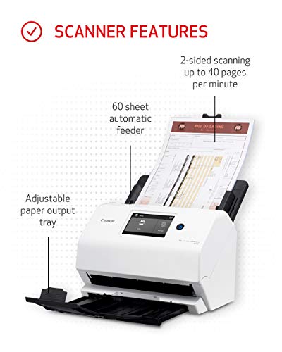 Canon imageFORMULA R50 Business Document Scanner - Color Duplex Scanning - USB/Wi-Fi Connectivity - LCD Touchscreen - Auto Document Feeder