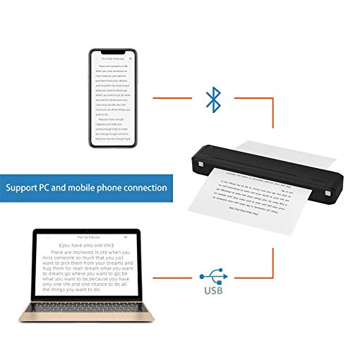 Wireless A4 Paper Printer, HPRT MT800 Wireless Bluetooth Portable Mini Printer Support Ordinary A4 Paper, Direct Thermal Transfer Printer with Auto Paper Feed for Android & iOS Mobile