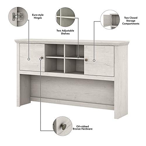 Pemberly Row Desk Hutch 60W in Linen White Oak - Engineered Wood