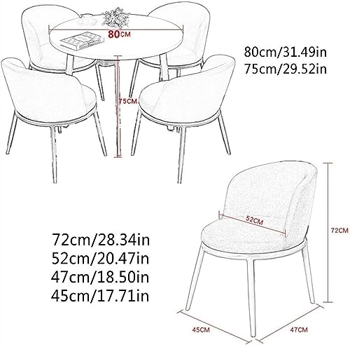 WEBERT Office Reception Room Club Table and Chair Set - Small Round Nordic Wooden Dining Table 5-Piece Set - Dark Grey