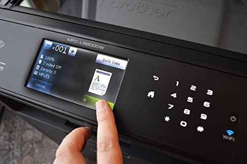 Brother MFC All-in-One Wireless Monochrome Laser Printer, Black- Print Copy Scan Fax - 48 ppm, 1200 x 1200 dpi, 4.85" LCD, NFC, 512MB Memory, Auto Duplex Printing, 80-Sheet ADF, Printer Cable