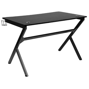 Flash Furniture Gaming Desk 45.25" x 29" Computer Table Gamer Workstation with Headphone Holder and 2 Cable Management Holes