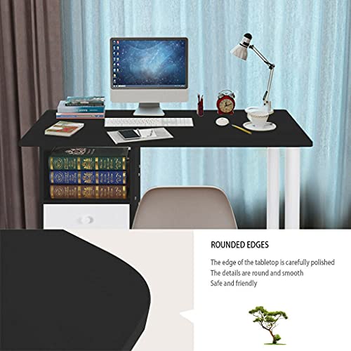 ADHW Computer Desk Laptop Study Table Workstation Home Office Furniture w/Drawer (Color : Brown)