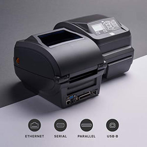 Zebra ZD500t Thermal Transfer Desktop Printer 203 dpi Print Width 4 in Ethernet Parallel Serial USB Cutter Preinstalled ZD50042-T21200FZ