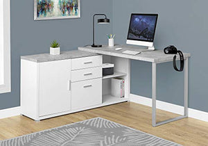 Monarch Specialties Computer Desk - 60"L White / Cement-Look Left/Right Face