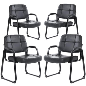 CLATINA Big & Tall Office Guest Chair 400lbs with Bonded Leather - Set of 4