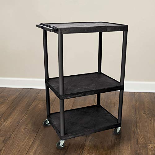 Luxor LP54E-B 54"H AV Cart - 3 Large Shelves Electric