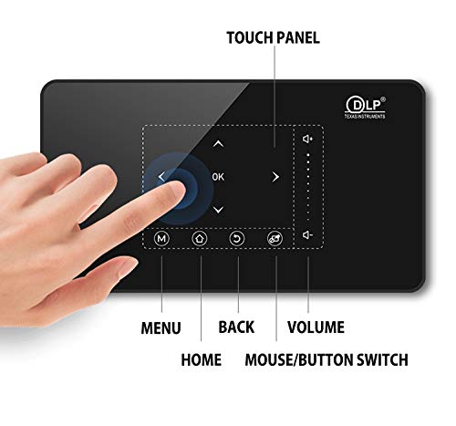 CACACOL T10 Mini Portable Pocket Projector Touch Panel Android Smart 4K UHD Support Slim Wireless LED DLP Phone Projector Built-in Battery (Grey)