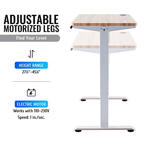 CO-Z Height Adjustable Computer Desk with USB Charging Station | 48x24 inch Motorized Sitting and Standing Desk for Home Office More | Electric Sit Stand Gaming Desk with Cable Management, White