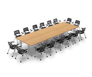 Team Tables Folding 16 Person Conference Tables & Chairs Set - Beech Color, Model 7317, Storage-Friendly