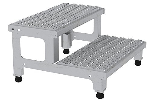 Vestil Stainless Steel Adjustable Step Mate Stand 2 Step 500 Lb. Capacity Silver