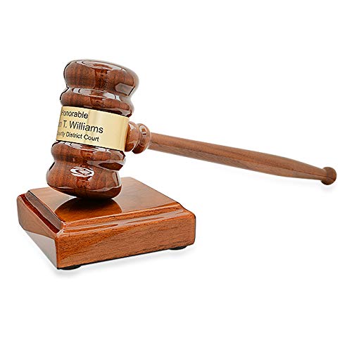 Engraved Gavel and Block Set | Judge's Personalized Gavel Engraved with Custom Message | Judge Gavel in Walnut Wood with Customized Brass Plaque - by Executive Gift Shoppe