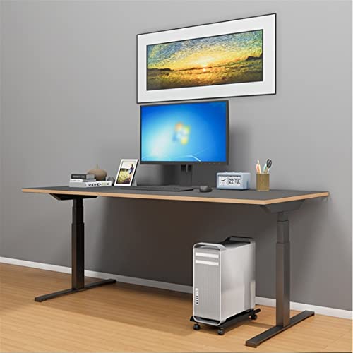 WAOCEO CPU Stand with Rolling Caster Wheels - Heavy Duty Metal PC Tower Floor Stand (White, 440*220mm)