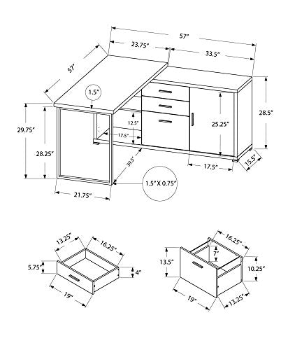 Monarch Specialties Computer Desk - 60"L White / Cement-Look Left/Right Face