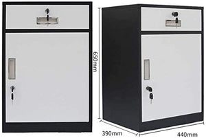 SHABOZ Desktop File Cabinet with Anti-Theft Lock, Beveled Edge Steel Plate Drawer Storage Cabinet (White, 65x44x39cm)