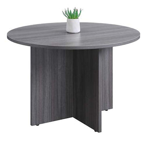 NBF Signature Series at Work 42” Round Conference Table - Gray Commercial-Grade Small Space Conference Table