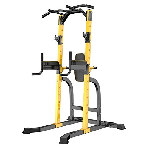 DSWHM Fitness Equipment Strength Training Weight Racks Power Tower Weight Lifting Squat Rack Dip Station Pull-Up Bar Push-Up Grips Stands Adjustable Height Home Fitness Workout Station