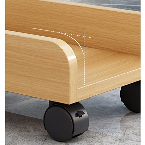 Mobile Computer Tower Stand with Lockable Caster Wheels - Wooden Color, 40 * 24 * 12cm